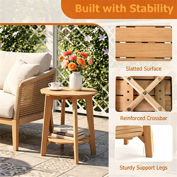 2-Tier Wood Patio Side Table